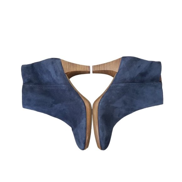 Manfield dark blue nubuck leather heeled ankle boots - Picture 9 of 12